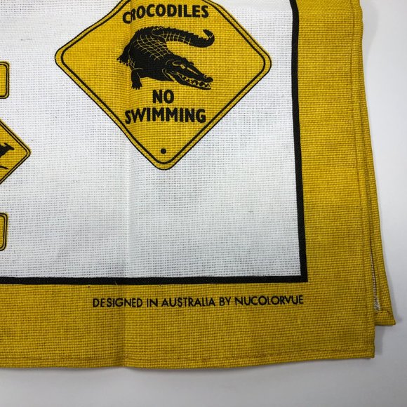 Nucolorvue AUSTRALIAN ROADSIGNS Kitchen Tea Towel Cotton Yellow/White NWOT - Picture 5 of 6